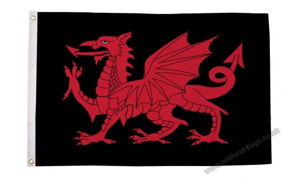 Welsh Dragon Black Flag